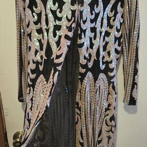 Glamorous Black and Gold Sequin Cape